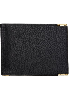 meanswhile Black Leather Money Clip Wallet