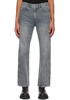 Solid Homme Gray Straight Washed Jeans