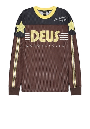 Deus Ex Machina Fantasma Moto Jersey in Brown. Size S.