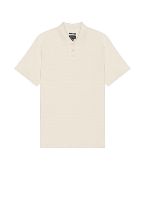 Brixton Waffle Short Sleeve Polo in White. Size L, S.