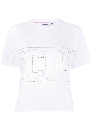 Gcds studded-logo crop T-shirt - White