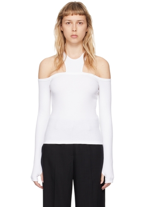 MSGM White Cutout Long Sleeve T-Shirt