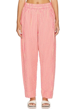 Free People Preppy Poplin Gingham Pants in Coral. Size S, XS.