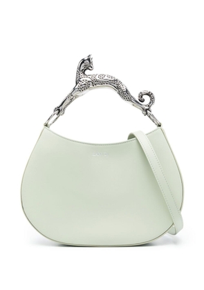 Lanvin Light Green Hobo Cat Bag With Embellished Metal Handle In Leather Woman