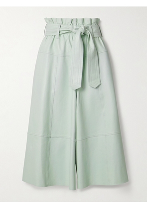 Zimmermann - Natura Belted Cropped Leather Wide-leg Pants - Green - 00,0,1,2,3,4