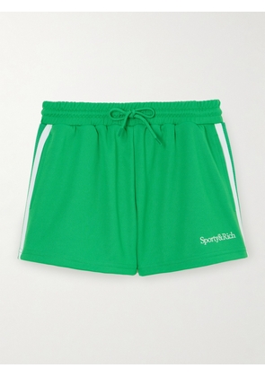 Sporty & Rich - Striped Grosgrain-trimmed Jersey Shorts - Green - x small,small,medium,large,x large