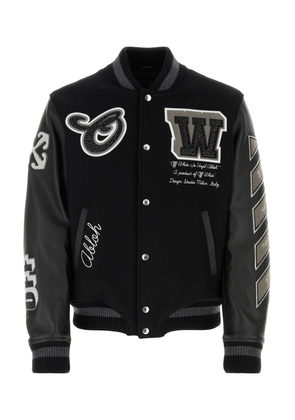 Off-White Wool Blend And Leather Bomber Jacket