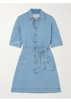 FRAME - Belted Denim Mini Dress - Blue - xx small,x small,small,medium,large,x large
