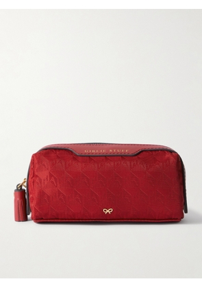 Anya Hindmarch - Girlie Stuff Leather-trimmed Recycled-jacquard Cosmetics Case - Red - One size