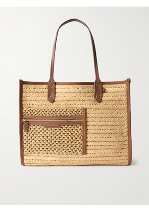 Anya Hindmarch - Pocket Leather-trimmed Raffia Tote - Neutrals - One size