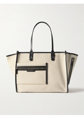 Anya Hindmarch - Pocket Leather-trimmed Canvas Tote - Neutrals - One size