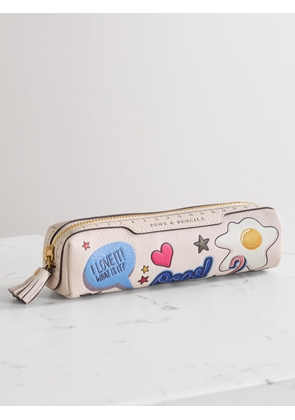 Anya Hindmarch - All Over Stickers Tasseled Embossed Textured-leather Pencil Case - Off-white - One size