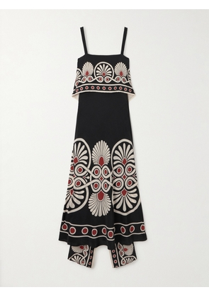 La DoubleJ - Slip-around Printed Silk-crepe De Chine Maxi Dress - Black - xx small,x small,small,medium,large,x large