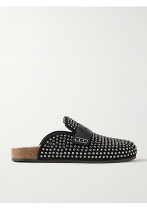 JW Anderson - Leather-trimmed Crystal-embellished Suede Mules - Black - IT36,IT37,IT38,IT39,IT40,IT41