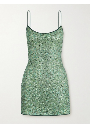 Oséree - Netquins Sequined Mesh Mini Dress - Green - small,medium,large,x large