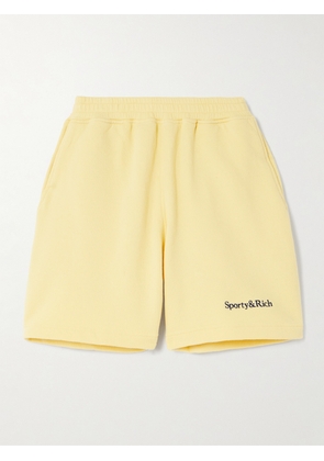 Sporty & Rich - Candy Drop Embroidered Stretch Organic Cotton-jersey Shorts - Yellow - x small,small,medium,large