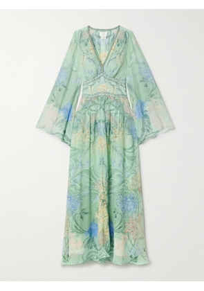 Camilla - Crystal-embellished Floral-print Silk-crepon And Crepe De Chine Maxi Dress - Green - x small,small,medium,large,x large,xx large