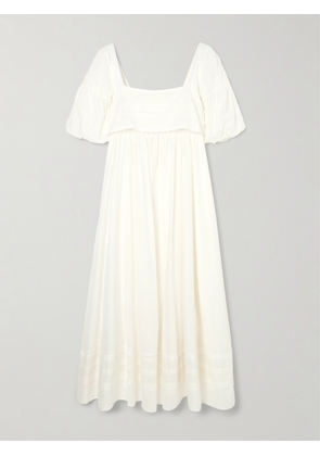 STAUD - Darla Pleated Layered Cotton-voile Midi Dress - Ivory - US4,US6,US8