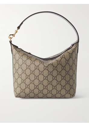 Gucci - Ophidia Leather-trimmed Printed Coated-canvas Shoulder Bag - Neutrals - One size