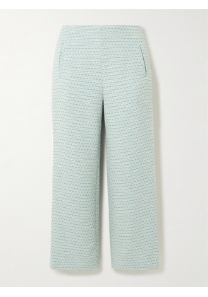 Lisa Marie Fernandez - Cropped Metallic Cotton-blend Bouclé-tweed Straight-leg Pants - Blue - 1,2,3