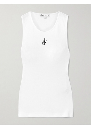 JW Anderson - Logo-embroidered Cotton-jersey Tank Top - White - x small,small,medium,large,x large