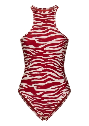 The Attico Zebra Print White/red One-Piece Swimming Costume