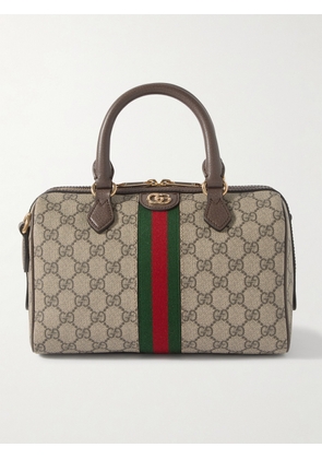 Gucci - Ophidia Textured Leather- And Webbing-trimmed Printed Coated-canvas Tote - Neutrals - One size