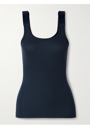 Helmut Lang - Webbing-trimmed Ribbed Modal-blend Jersey Tank - Blue - x small,small,medium,large,x large
