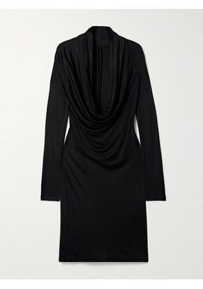 Helmut Lang - Draped Satin-jersey Midi Dress - Black - xx small,x small,small,medium,large,x large