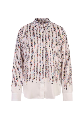 Msgm White Shirt With Multicolour Bead Print