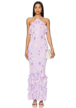 MAJORELLE Tiziana Gown in Purple. Size S, XL, XS, XXS.