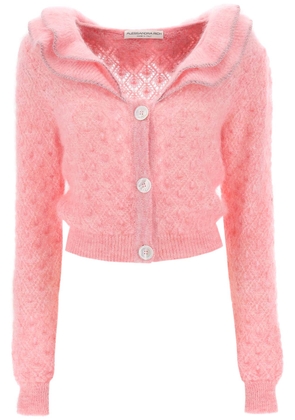 Alessandra Rich Cropped Cardigan With Frills