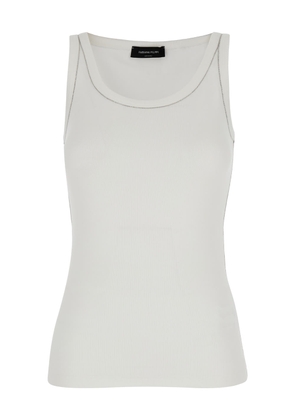 Fabiana Filippi White Tank Top With Chain-Detail In Cotton Woman