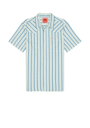 Sendero Provisions Co. Serape Pearl Snap Short Sleeve Shirt in Blue. Size L, S, XL/1X.
