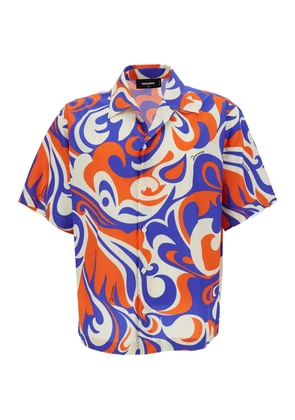Dsquared2 Multicolor Bowling Shirt With Palm Spring Waves Print In Cotton Man