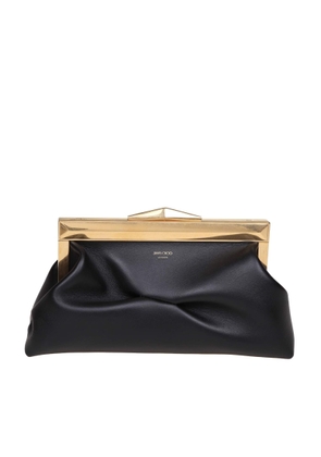 Jimmy Choo Aqk Frame Clutch Bag In Soft Black Leather