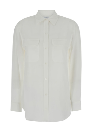 Equipment Signature White Shirt With Patch Pockets In Silk Woman