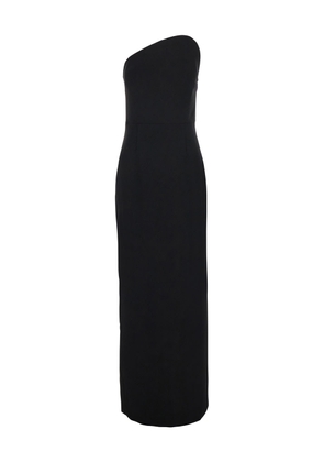 Solace London Eve Maxi Black Dress With Asymmetric Neck In Crepe Woman