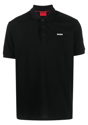 HUGO logo-print short-sleeve polo shirt - Black