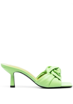 BY FAR 75mm leather knot-detail mules - Green