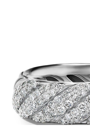 David Yurman 7.5mm Sculpted Cable diamond band ring - Silver
