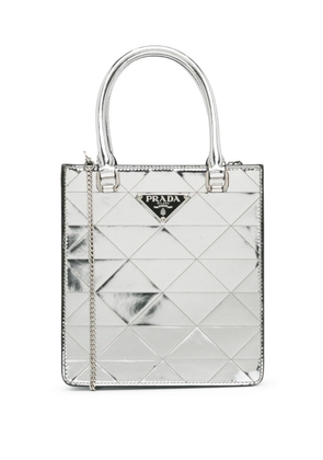 Prada Pre-Owned 2013-2023 Metallic Spazzolato Triangle satchel - Silver