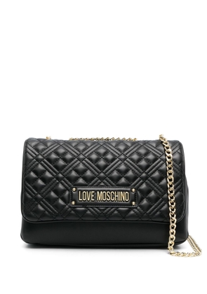 Love Moschino quilted logo-plaque crossbody bag - Black