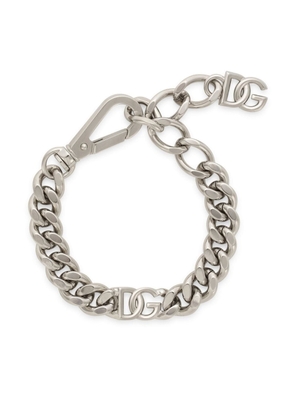 Dolce & Gabbana logo-plaque cuban-link bracelet - Silver