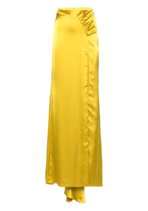CRISTALLINI side-slit satin maxi skirt - Yellow