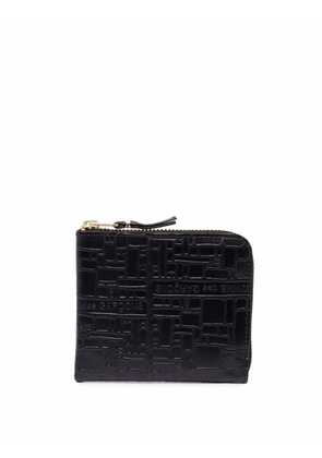 Comme Des Garçons Wallet Embossed Logotype small zip leather wallet - Black