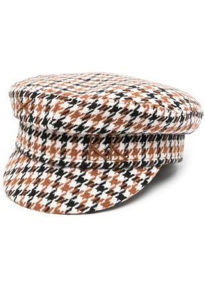 Ruslan Baginskiy embroidered-logo houndstooth baker boy cap - Brown