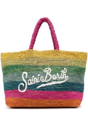 MC2 Saint Barth logo-embroidered striped beach bag - Pink