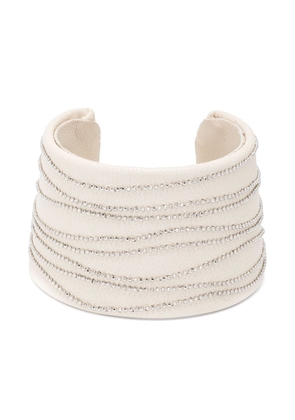 Peserico bead-embellished leather bracelet - Neutrals