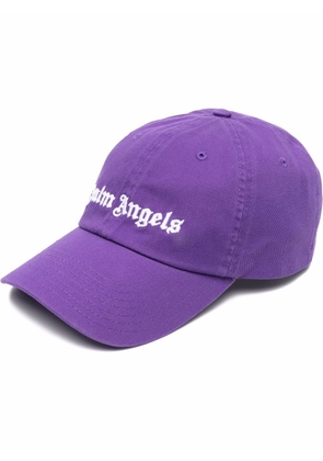 Palm Angels logo-embroidered cotton cap - 3701 PURPLE WHITE